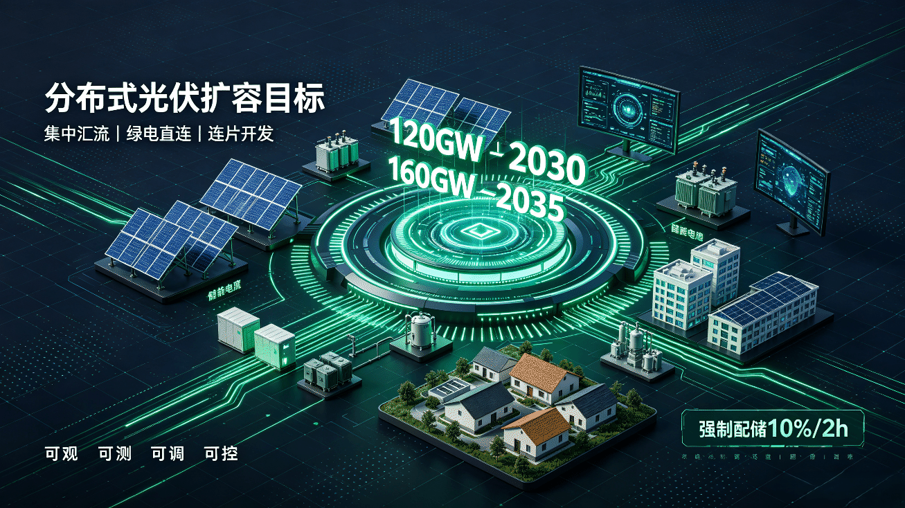 2030 分布式光伏目标 120GW,2035 争取 160GW